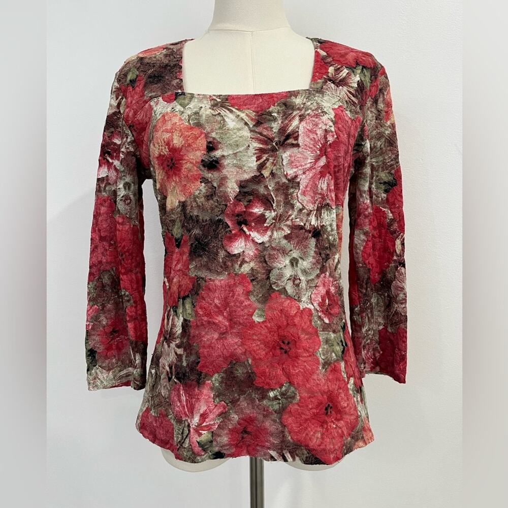 Dress Barn Vintage Floral Square Neck‎ Top Small y2k